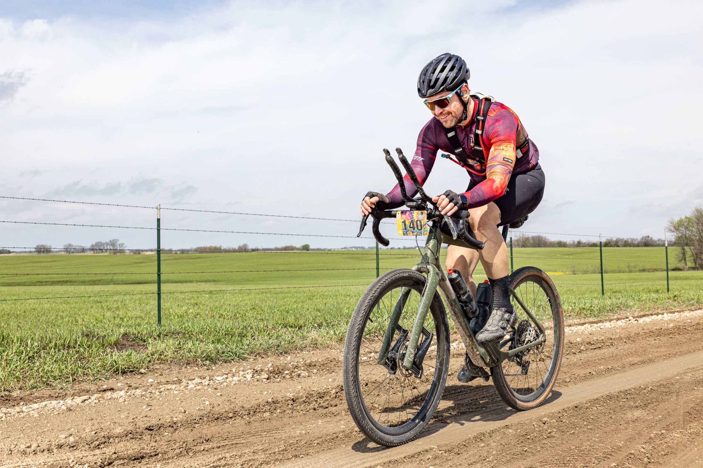 John Wintersteen riding through a gravel event